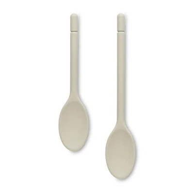 Image of Zeal JSET21C Non Stick Silicone Traditional Cooks Spoon 2 Piece Set (25cm/30cm) Cream
