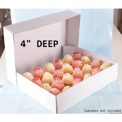 Image of 2 x 4&quot; DEEP Strong 24 Cupcake cup fairy cake muffin box with insert for Cupcakes