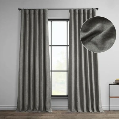 Image of HPD Half Price Drapes Faux Linen Textured Room Darkening Curtains for Bedroom 108 Inches Long (1 Panel), 50W X 108L Living Home Decor, Blazer Grey
