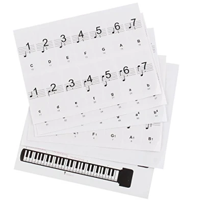 Image of Futheda 54/61/88 Key Piano Keyboard Stickers Transparent and Removable Electronic Organ Music Note Full Set for White Black Keys