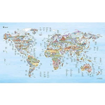 Image of Fishing Spot Map by Awesome Maps Illustrated World for Anglers and Fishermen rewritable 97.5 x 56 cm