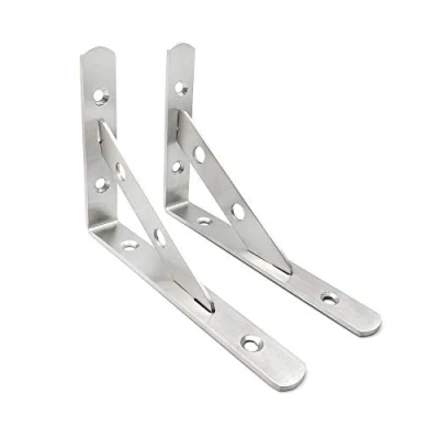 Image of Mila Amaz 2 Pcs Shelf Brackets, Heavy Duty Floating Shelves Wall Mount Metal 90 Degree L Shape Bracket with Screw, Silver (105X150 mm)