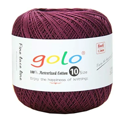 Image of golo Crochet Thread Size 10 for Hand Knitting Yarn Crocher (Purplish red 757)