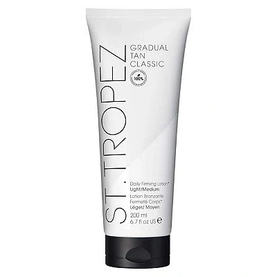 Image of St.Tropez Gradual Tan Firming Lotion, Light/ Medium Shade, Sun Kissed Glow Self Moisturiser, 5 Skincare Benefits, Vegan, Natural &amp; Cruelty Free, 200 ml