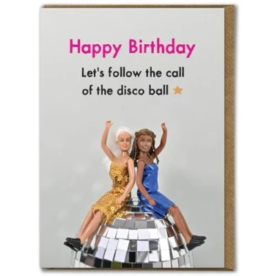 Image of Bold &amp; Bright Funny Birthday Card ‘Disco ball’ Hilariously Cards For Women Cheeky Her Female Friends Mates Partner Novelty Humour