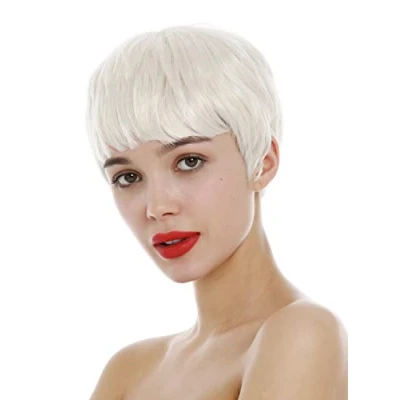 Image of Wig ME UP SA098 613 Lady very short Pixie cut 60s retro fringe bangs platinum blonde