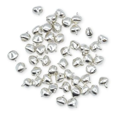 Image of 10 Pack 11.5mm Bright Silver Jingle Bells Mini Christmas Craft