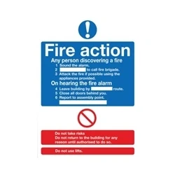 Image of Safety Sign Fire Action Words A4 PVC