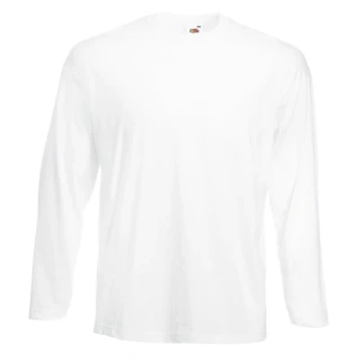 Image of Fruit of the Loom Mens Valueweight Crew Neck Long Sleeve T Shirt (S) (White)