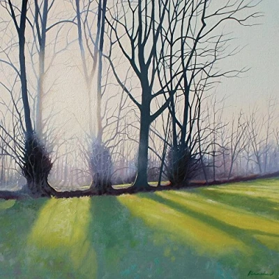 Image of &quot;Early Spring Limes&quot; Countryside Scene Greeting Card with Envelope
