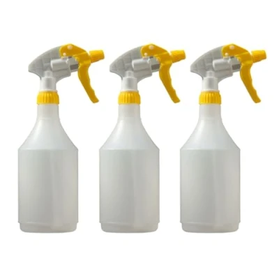 Image of Avern Large 750ML Spray Bottles Plastic (3 Pack) Yellow For Cleaning Solutions Gardening &amp; Home Use, Plant, Water, Durable Trigger Sprayer, Refillable Mist Bottle Heavy Duty