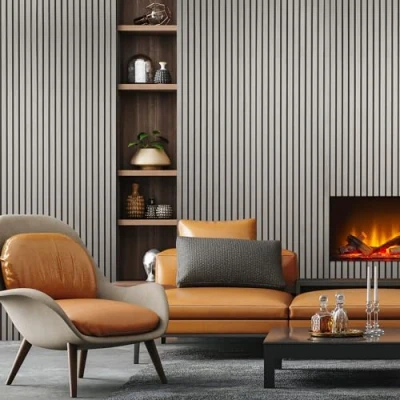Image of Fuse Acoustic Wooden Wall Panel in Grey Oak, 240cm x 60cm (2 Pack)