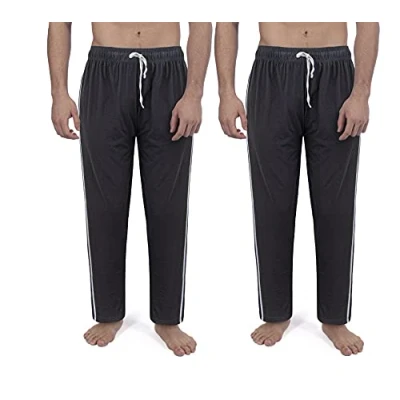 Image of Mens Long Lounge Wear Pants Nightwear (2 Pack) Pyjama Bottoms Sleepwear 100% Cotton (M, 2 pack black)