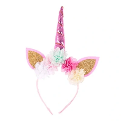Image of Nishine Unicorn Horn Headband for Baby Girls Birthday Party Favor Hollween Cosplay Tiara Women Hairband (Pink)