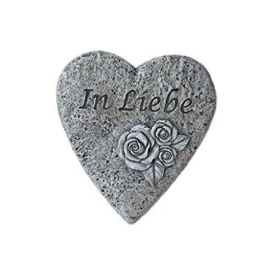 Image of Bambelaa! Graveside memorial heart with German inscription “In Love, Stone Resin