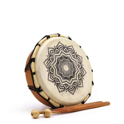 Image of Ancient Wisdom Mandala Shamanic Drum with Drumstick 20 cm