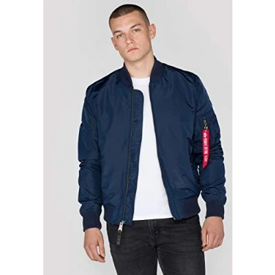 Image of Alpha Industries Bomber Jacket, Men&#039;s, Size: XXL, Blue