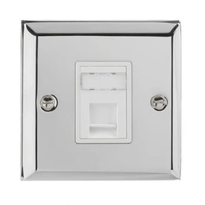 Image of British General Chrome RJ45 Data Outlet 1 Gang [CH6451 01] + Punch Down Tool