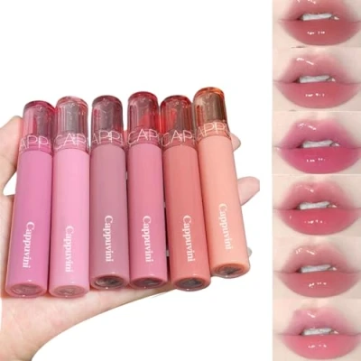 Image of Baorder 6 PCS Hydrating Plumping Lip Gloss Tinted Balm Set,Mirror Liquid Water Glow Lipstick,Long Lasting Waterproof Moisturizing Shimmer Jelly Glaze