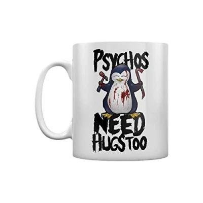 Image of Psycho Penguin Psychos Need Hugs Too Mug White