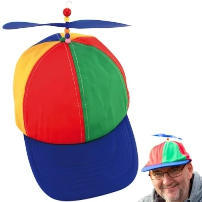 Image of Boxer Gifts Helicopter Propeller Cap Hat Adult Unisex Rainbow Fancy Dress, Nerd, Party Funny Secret Santa Gift