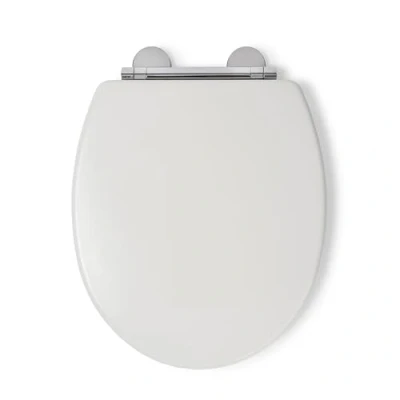 Image of Croydex Lugano Toilet seat Wooden Soft Close, Quick Release for Easy Cleaning, White Wood Flexi Fix Grip Pad Technology, Top and Bottom Hinge Fittings Included