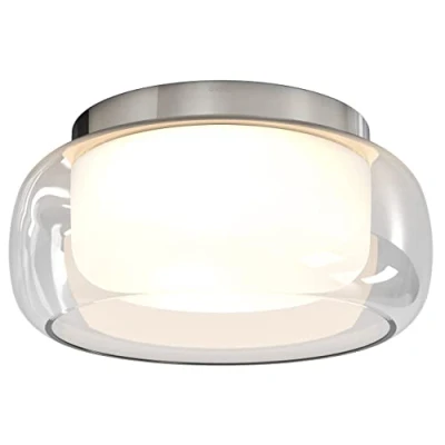 Image of Aquina Bathroom 36cm Ceiling Light Polished Chrome with Glass Shade
