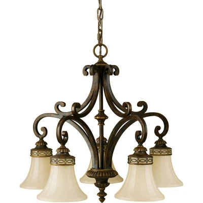 Image of Drawing Room 5 Light Multi Arm Chandelier Walnut Finish, E27