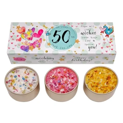 Image of Best Kept Secrets Three Lites Birthday Age Decorated Tea Light Candles (50th)