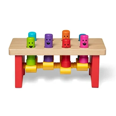 Image of Melissa &amp; Doug Deluxe Pounding Bench Wooden Developmental Toy Motor Skills Problem Solving 2+ Gift for Boy or Girl