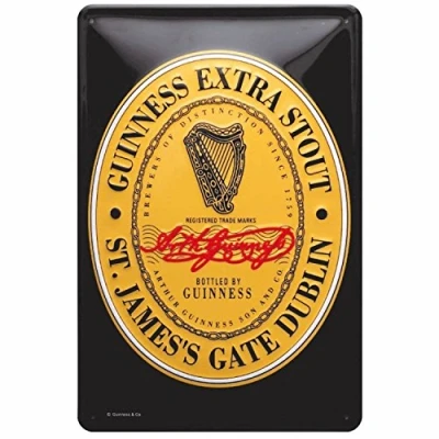Image of Guinness Label Embossed Metal Sign 300mm x 200mm. Licensed