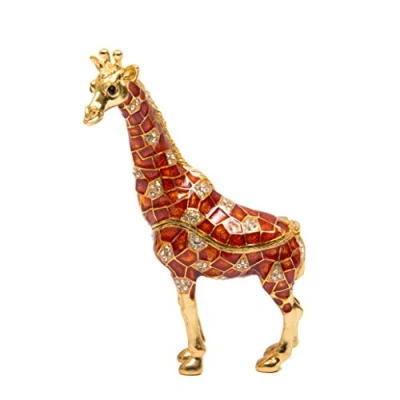Image of QIFU Vintage Hand Painted Giraffe Enamel Trinket Box Hinged