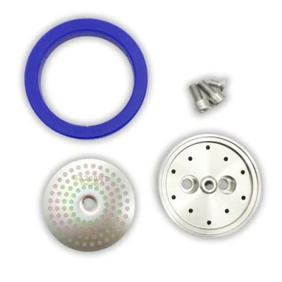 Image of Tune Up kit made for Gaggia Classic. Upgraded Stainless Steel Shower Holder. IMS Precision Nanotech Screen GA200NT, Cafelat Silicone Gasket and all screws (Custom Kit)