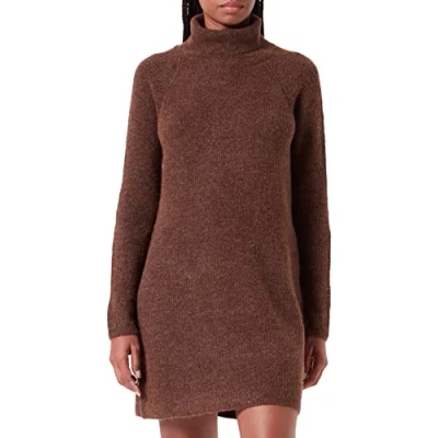 Image of PIECES Women&#039;s Pcellen Ls High Neck Knit Dress Noos Bc, Chicory Coffee, XS