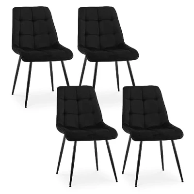 Image of CLIPOP Velvet Dining Chairs Set of 4 Kitchen with Soft Backrest and Metal legs, Reception for Living Room Table