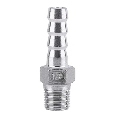 Image of Stainless Steel SS304 Male Thread Pipe Fitting Barb Hose Tail Connector BSP 1/8&quot; 3/4&quot; for Chemical, Water Heating, Mechanical Piping(1 Point =1/8 * 8mm)