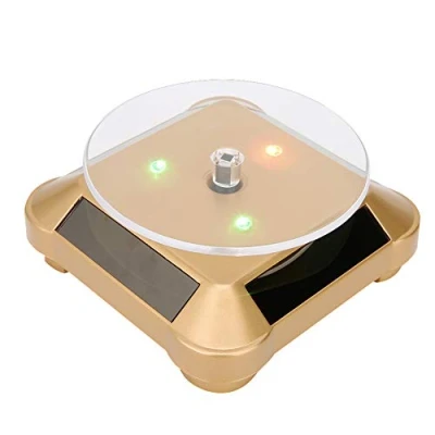 Image of Rotating Display Stand, Solar Stand Turntable 360 Powered LED Electric Motorized for Jewelry Photography Products Display(#1)