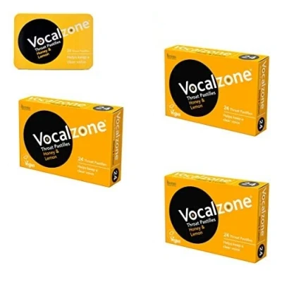 Image of Vocalzone Throat Pastilles Honey &amp; Lemon 3 Packs + Free tin for Sore Throats and Hoarseness When Overusing Your Voice. Produced Sold in The United Kingdom Since 1912.