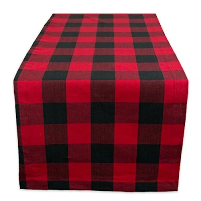 Image of DII Buffalo Check Collection, Classic Farmhouse Table Runner, 14x72, Red &amp; Black