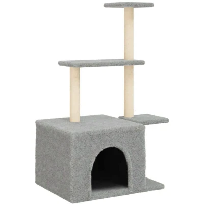 Image of vidaXL Cat Tree with Sisal Scratching Posts Light Grey 110 cm