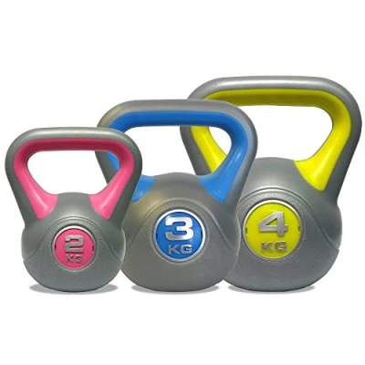 Image of DKN Unisex&#039;s Vinyl Kettle Bell Weight Set, Multi Colour, 2 4 kg
