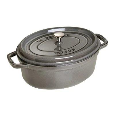 Image of Staub Cast Iron Roaster/Cocotte, Oval 29 cm, 4.25 L, Graphite Grey
