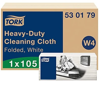 Image of Tork Heavy Duty Cleaning Cloth White W4, Multipurpose, 1 x 105 Cloths, 530179