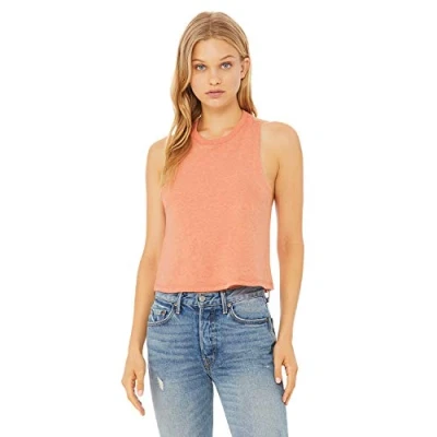 Image of Bella Canvas Womens Racerback Cropped Tank (6682) Heather SU M