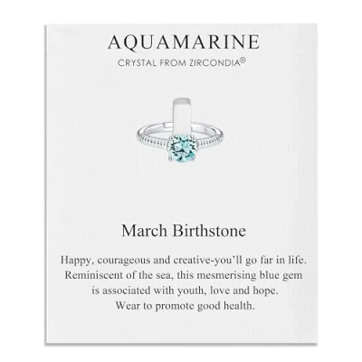 Image of Philip Jones March (Aquamarine) Adjustable Birthstone Ring Created with Zircondia® Crystals