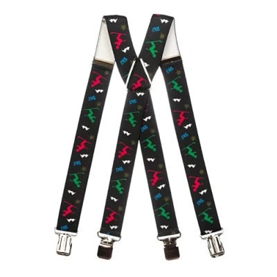 Image of Olata Adjustable Ski Salopette Braces/Suspenders (Grey/Blue) 4cm (Adult). X Shape (Adjustable Centre)