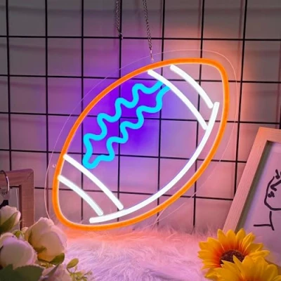 Image of Rugby 30 Neon Sign for Wall Decor,Kids USB Powered Led Sign, Reusable Light Up Boys and Girls, Bedroom Livingroom
