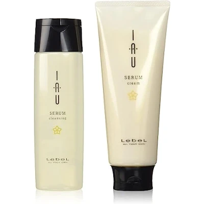 Image of Lebel IAU Serum Cleansing Hair Shampoo 200ml &amp; Cream Set (Green Tea Set)