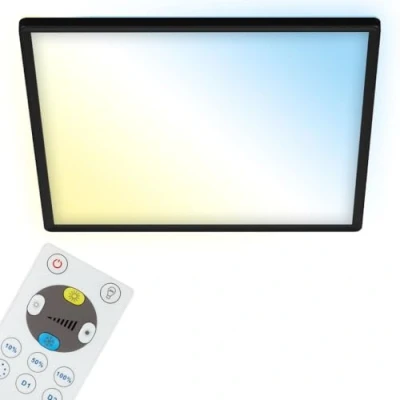 Image of BRILONER LED Ceiling Light with Remote Control, Slim, Backlight Effect, Adjustable Warm White to Cool White, Living Room Light, Panel, Kitchen Lamp, 42x42x2.9 cm, Black