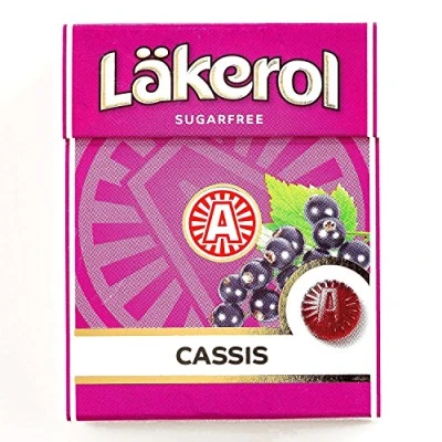 Image of 4 Boxes x 25g of Läkerol Cassis Blackcurrant Original Swedish Sugar Free Stevia Pastilles Lozenges Drops Dragees Candies Sweets